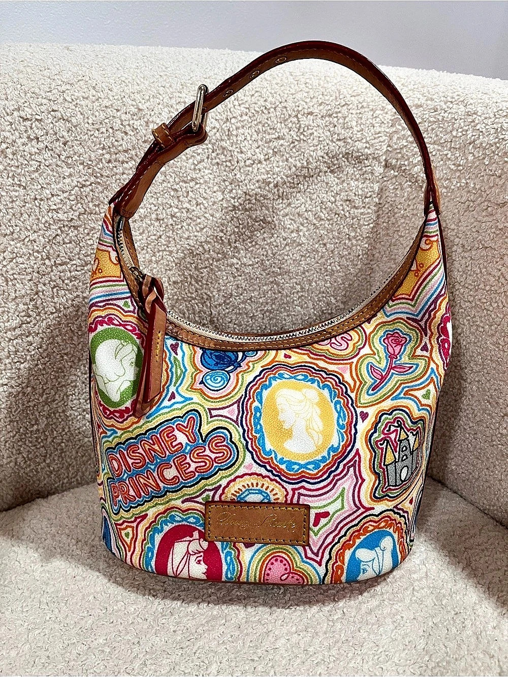 Dooney & Bourke Disney Princess Sketch Print Mini Hobo Bag Vintage 90โs